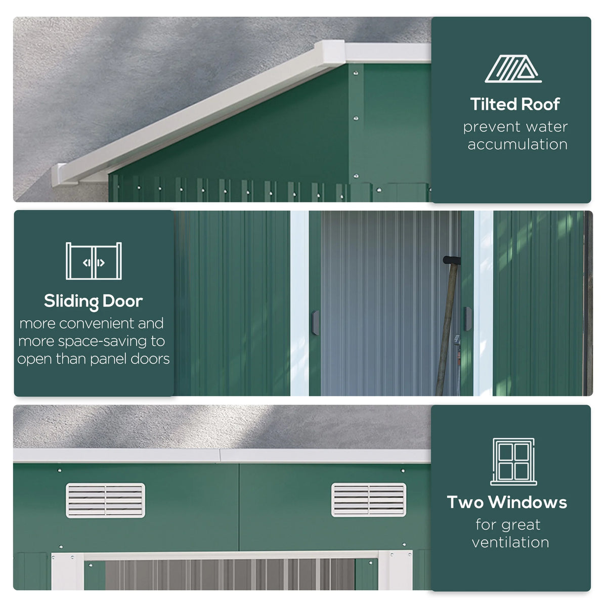 Outsunny 4.6' x 9' Metal Outdoor Storage Shed, Garden Utility Tool House with Double Lockable Doors for Backyard, Patio, Lawn, Garage, White