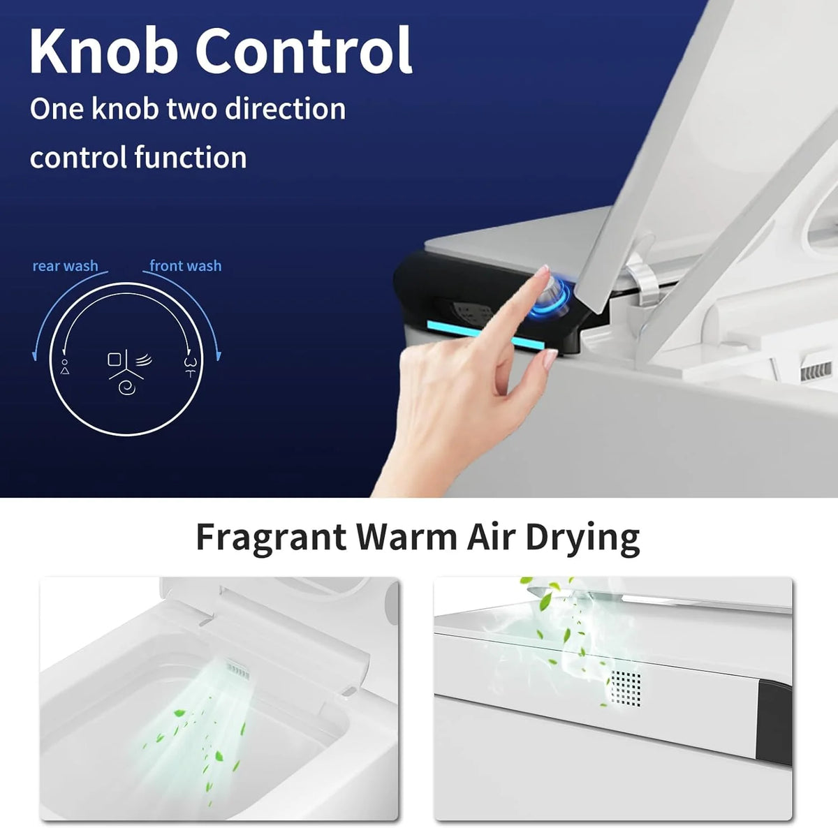 LALAHOO Smart Toilet with Bidet Built in, Auto Open & Close, Elongated Heated seat, Foot Sensor Flush, LED Display, Warm Water Wash, Dryer, Night Light, Black
