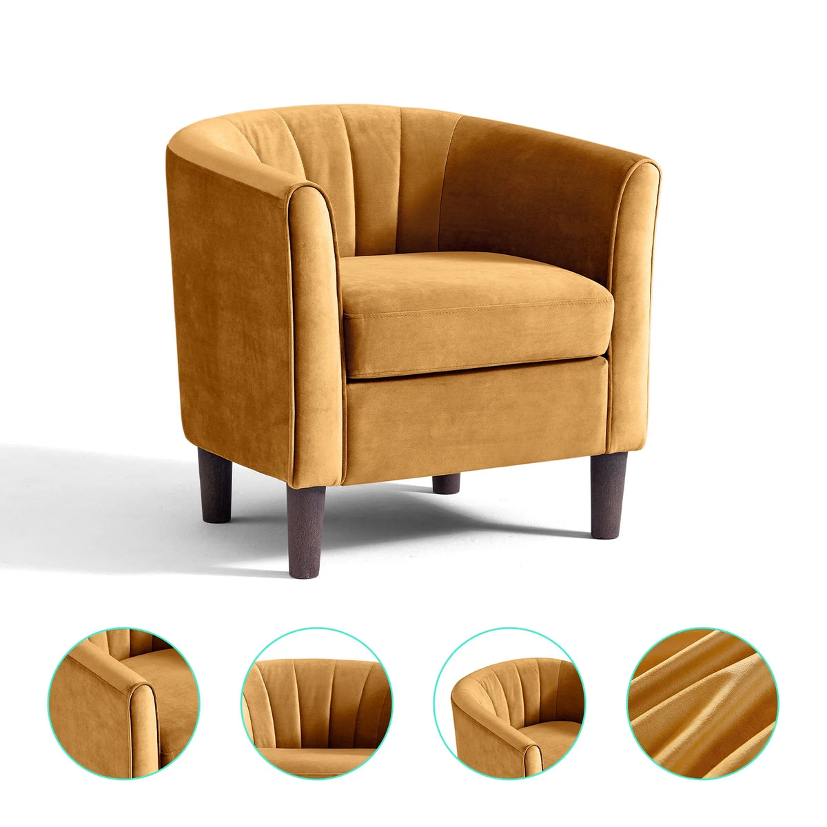 LINSY HOME Accent Chair Set of 2, Velvet Accent Chair with Ottoman for Living Room, Blue