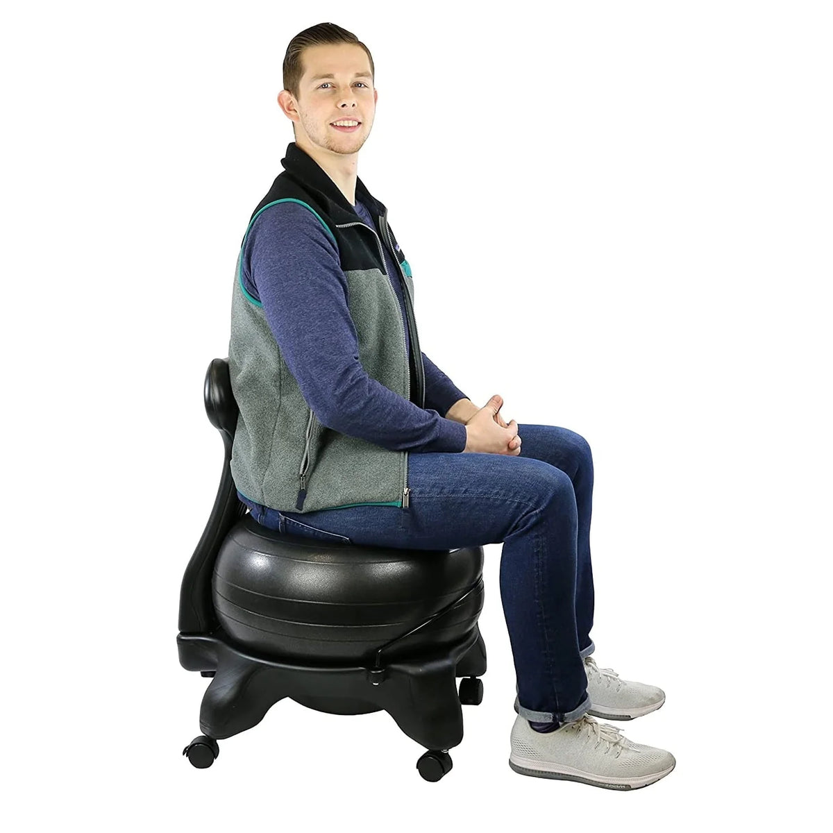 Cando Ball Chair Inflatable Ergonomic Active Seating Exercise Ball Chair with Air Pump for Home, Office, and Classroom