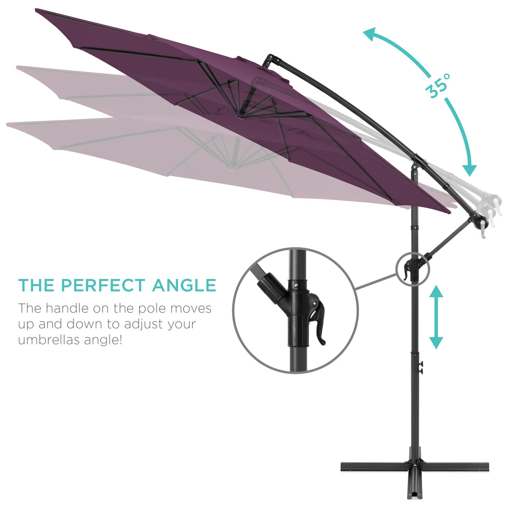 Best Choice Products 10ft Offset Hanging Outdoor Market Patio Umbrella w/ Easy Tilt Adjustment - Tan