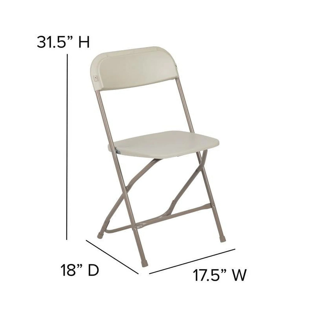 (50 PACK) 650 Lbs Weight Capacity Commercial Quality Beige Stackable Plastic Folding Chair - Heavy Duty Plastic Folding Chairs