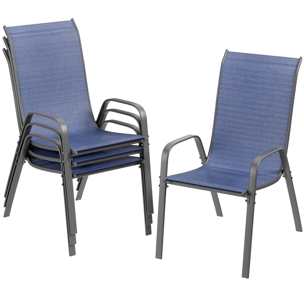 Pirecart Set of 4 Patio Dining Chairs, Textilene Outdoor Stacking Chairs for Poolside, Backyard, Garden