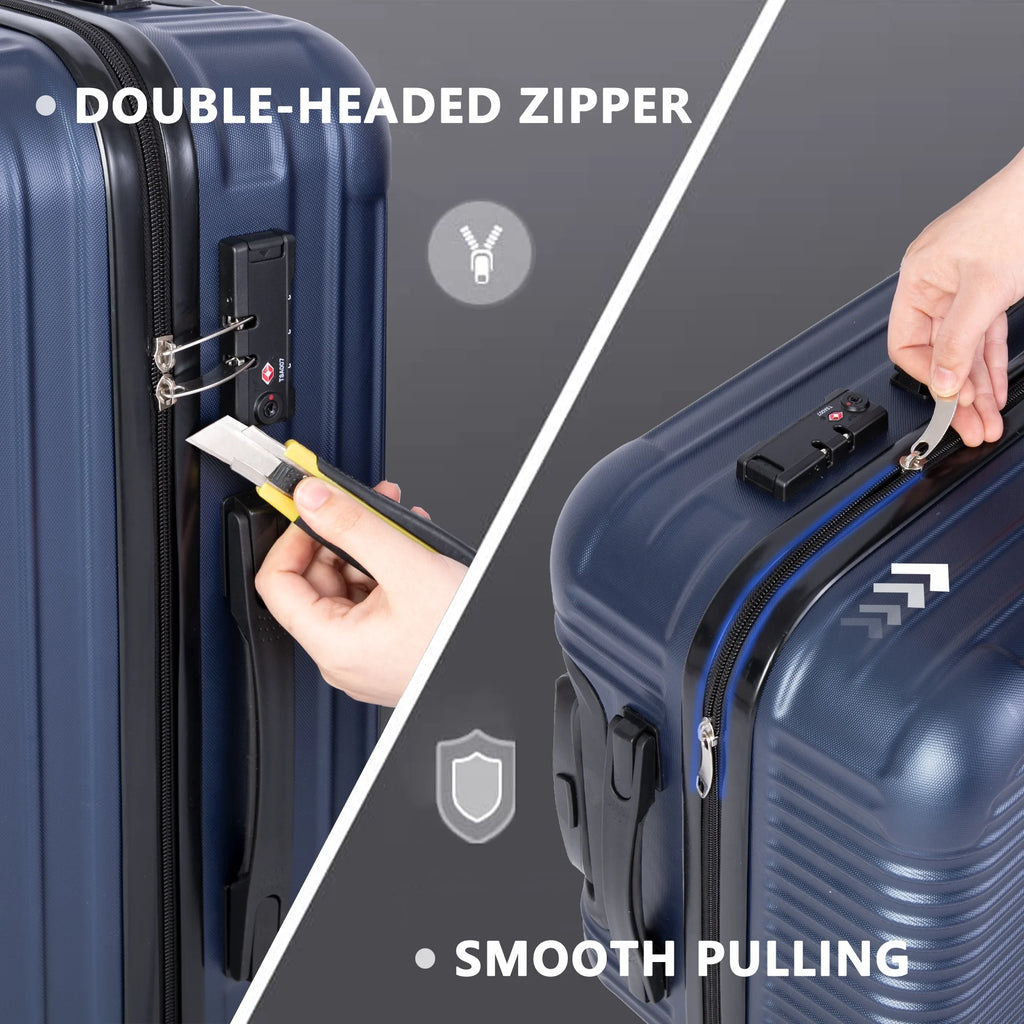 ALPULON 3 Piece Luggage Sets with TSA Locks, Hardside Suitcase Set with Spinner Wheels, 20in24in28in, Light Blue
