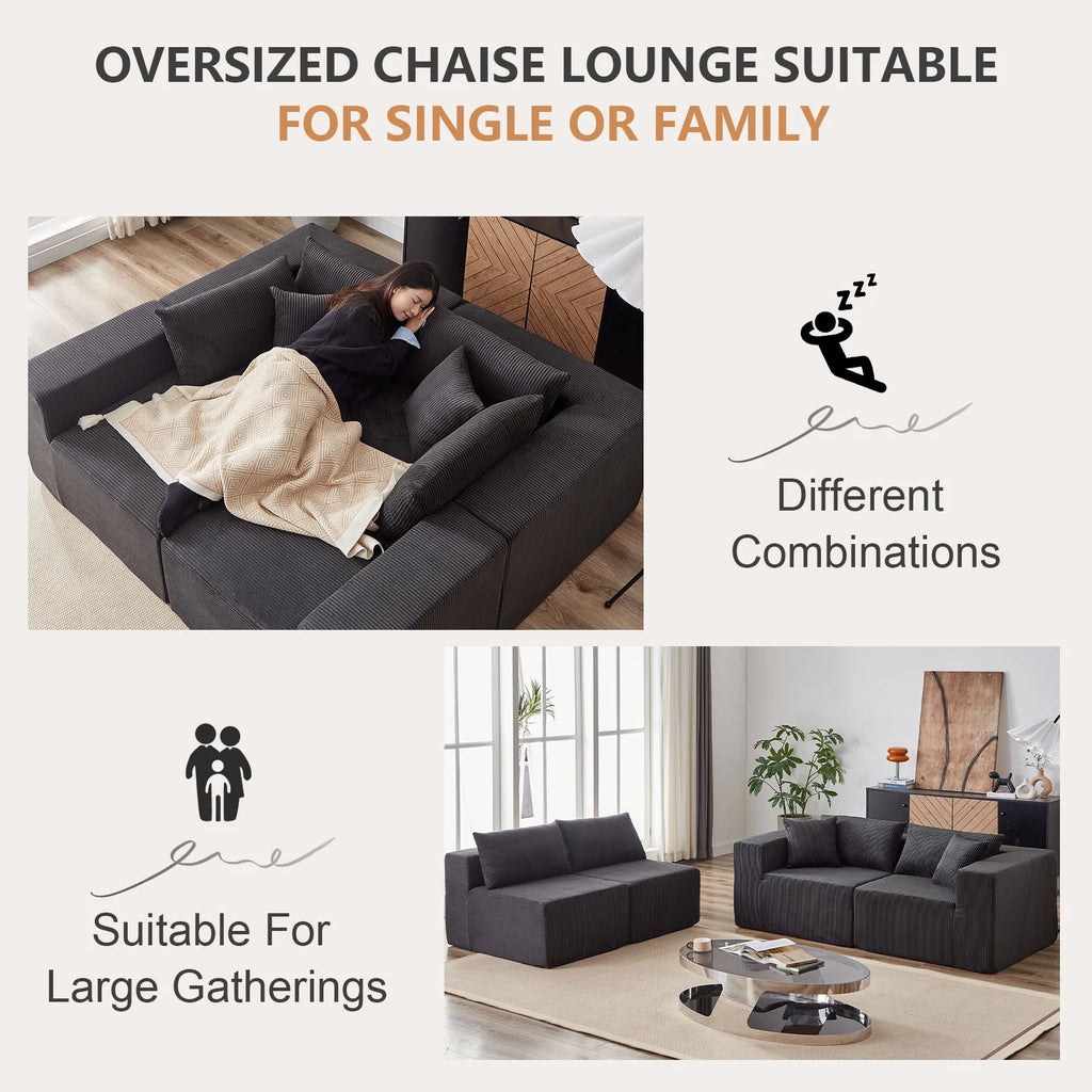 104-Inch Corduroy Modular L Shaped Sectional Sofa,Luxury Floor Couch Set,Upholstered Indoor Furniture,Foam-Filled Compressed Sofa for Living Room,Bedroom,4 PC Free Combination  ?