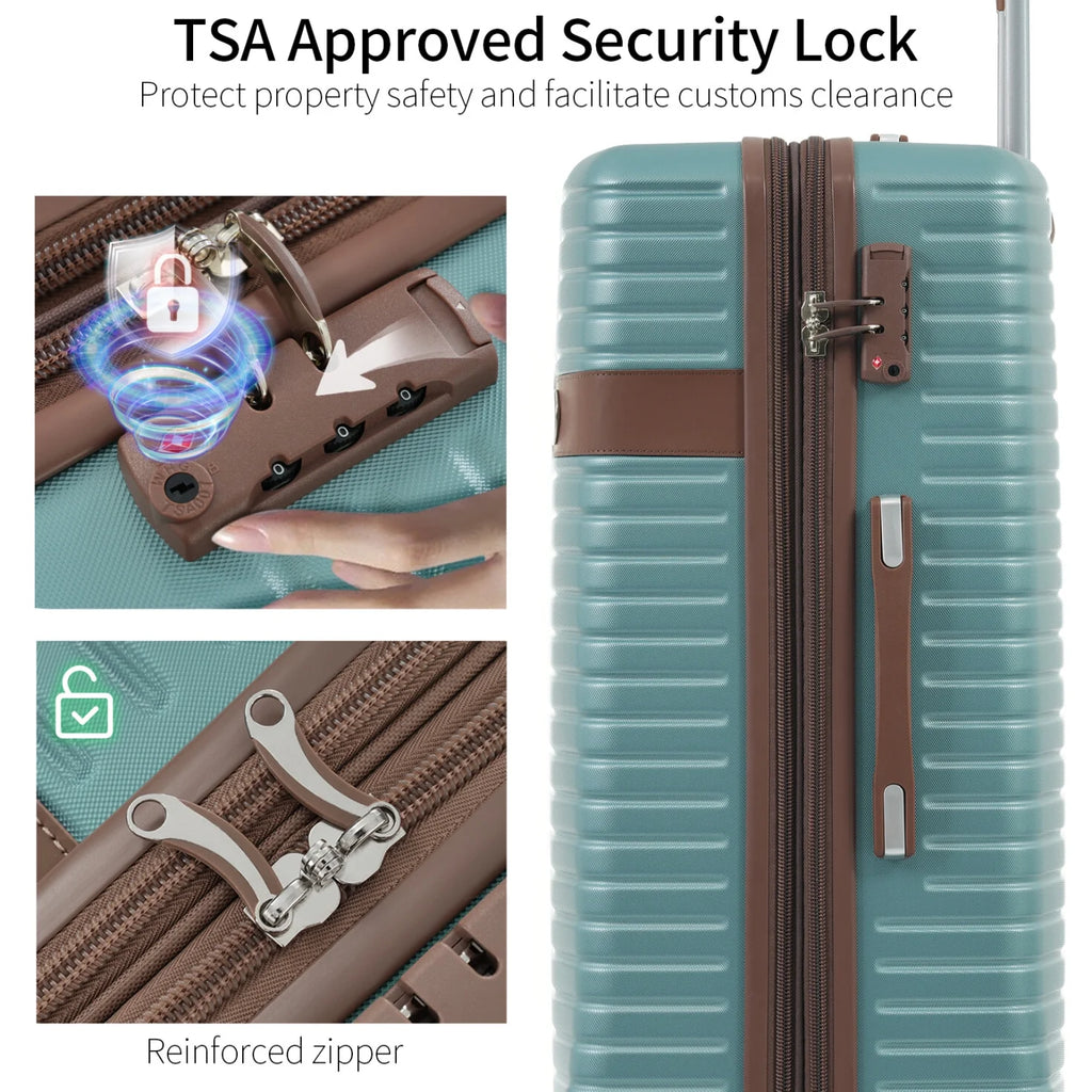 Luggage Sets,4-Piece Lightweight Suitcase Set with 4 Packing Cubes and TSA Lock, Hardshell Suitcases with Spinner Wheels, (16/20/24/28 ),Brown