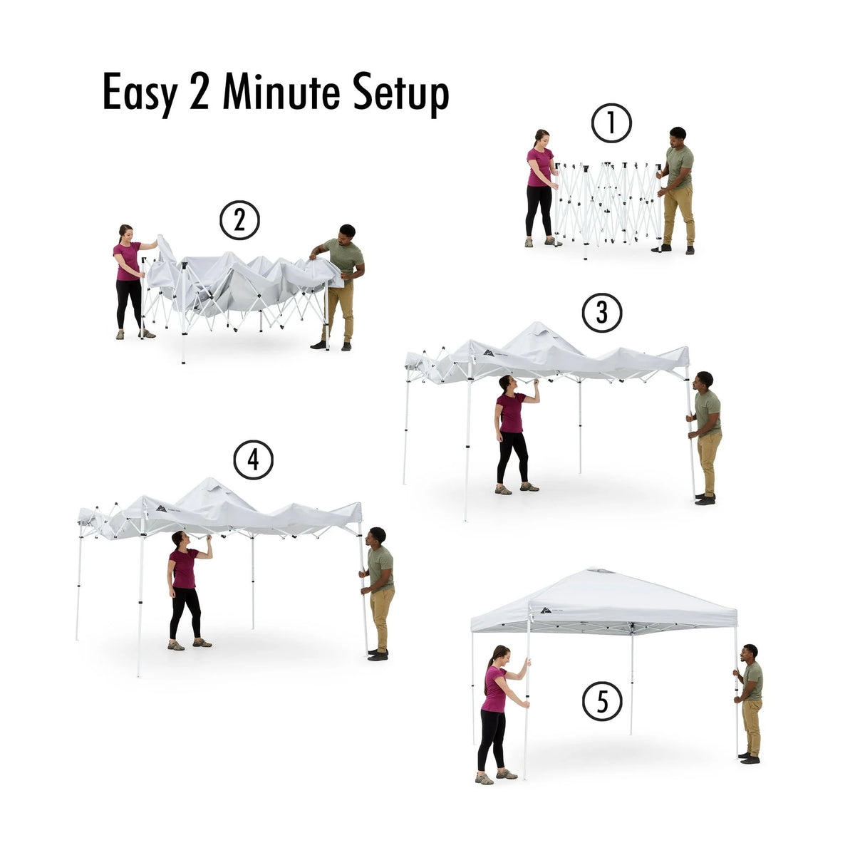 Ozark Trail 10x10 Instant Pop Up Canopy Tent with Simple Push Setup – Straight Leg Pop-Up Tent for Tailgating, Camping & Events, White