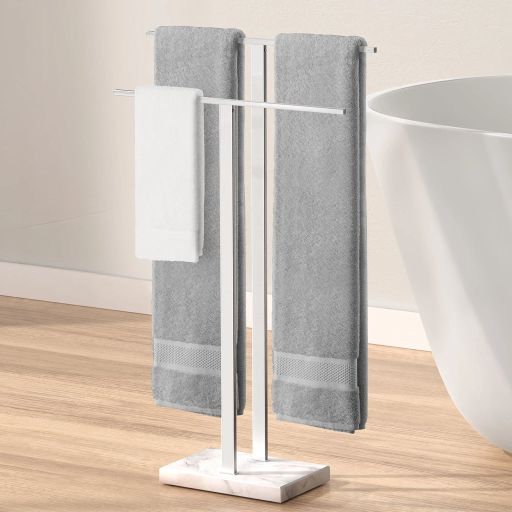 KES Freestanding Towel Rack for Bathroom 2-Tier, Floor Towel Stand with Heavy Marble Base, 18/8 Stainless Steel Brushed, WMBTR003BS