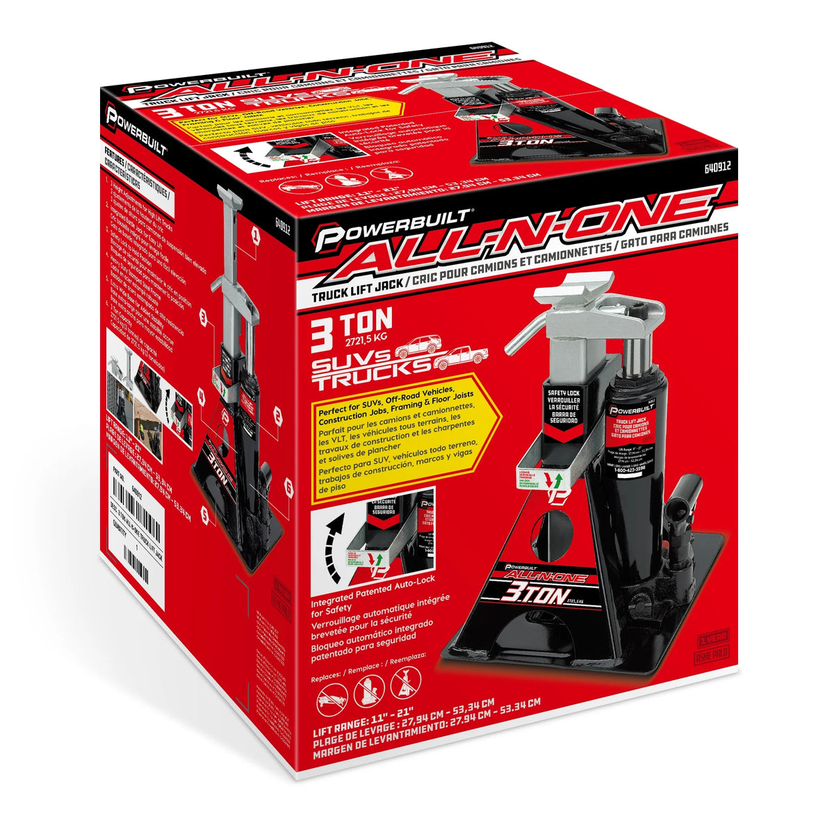 Powerbuilt 3 Ton All in One Truck Lift Jack - 640912