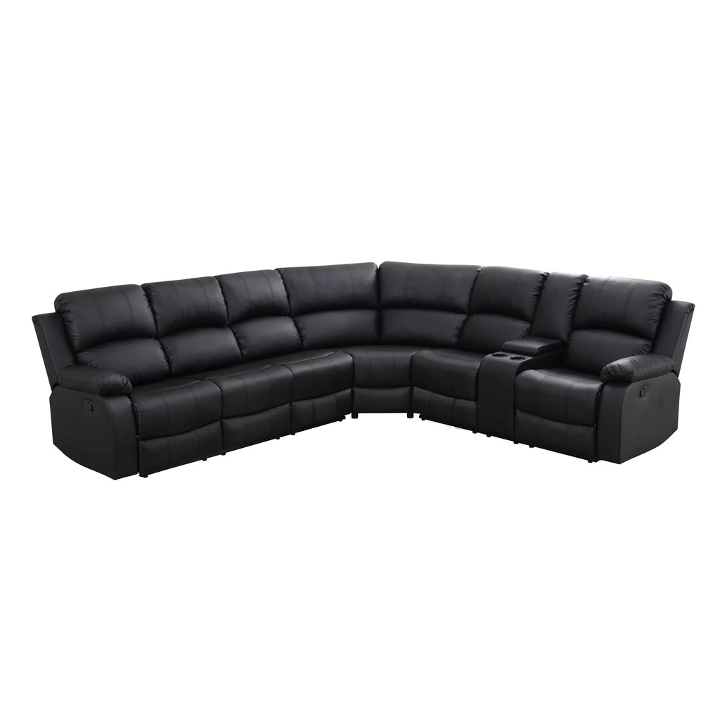 Aukfa 3-Piece Recliner Sofa Set, 6 Seat Sectional Couch with Cup Holders&Storage Console, Gray