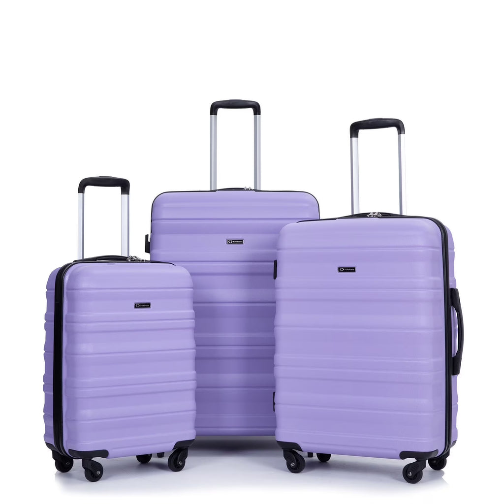 Tripcomp Hardside Luggage Set 3-Piece Set (21/25/29) Lightweight Suitcase 4-Wheeled Suitcase Set(Purple)