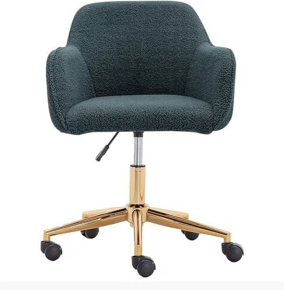Modern Faux Fur Home Office Chair Height Adjustable, White Desk Chair Vanity Chair for Makeup Room, Rolling Desk Chairs with Wheels, Swivel Furry Cute Desk Chair for Teen Girls Women