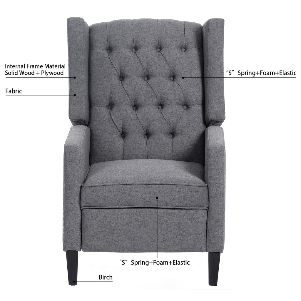 Recliner Chair, Living Room Chairs with Arms, Adjustable Single Reclining Sofa, Home Theater Seating Arm Chair with Thick Padded Seat, Footrest, Lounge Chair for Bedroom, Blue