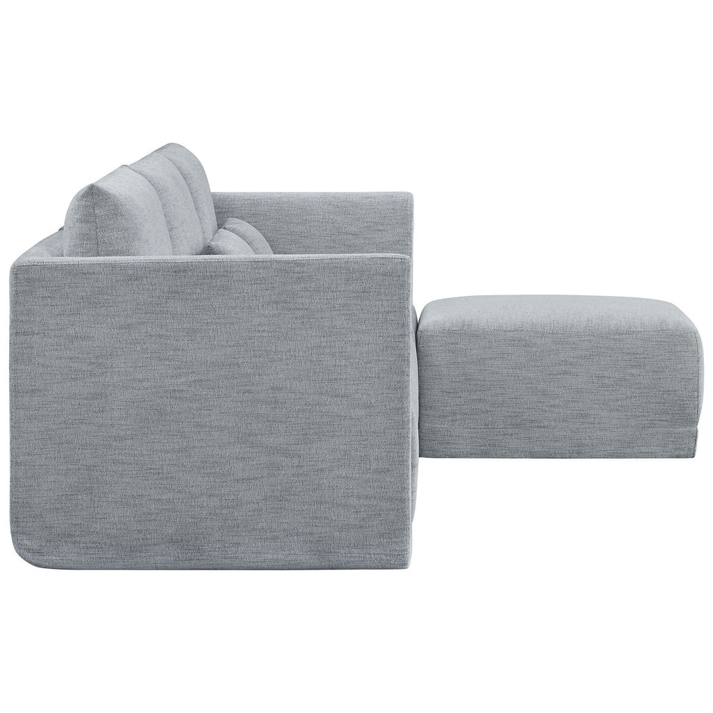 Beautiful Drew Modular Sectional Sofa with Ottoman by Drew Barrymore, Gray Fabric