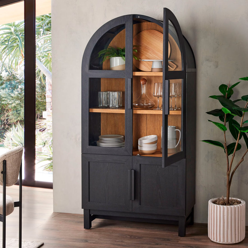 Better Homes & Gardens Juliet Kitchen Rounded Arch Cabinet, Rich Black