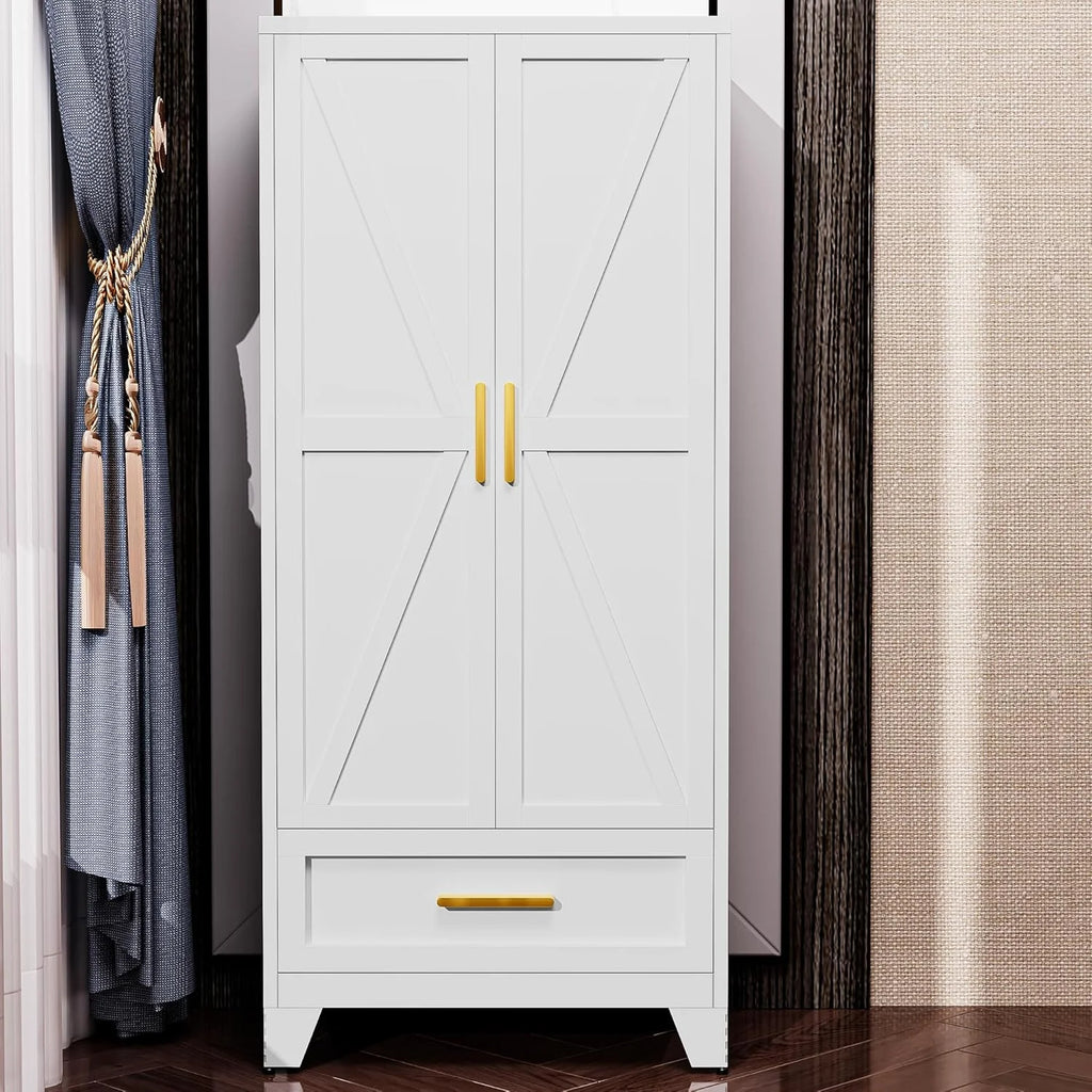 71" H Modern Freestanding Storage Cabinet With Gold Handles One Drawer And Adjustable Ceiling Height Multi-Functional Suitable For Kitchen Office Living Room And Bedroom Pantry Blue