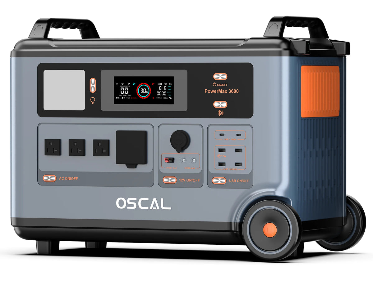 OSCAL PowerMax 6000 Portable Power Station, 3600Wh LiFePO4 Battery with 6000W Output, BP3600 Expansion Battery & 200W Solar Panels, Solar Generator for Camping, Home, Outdoor, Emergency Use