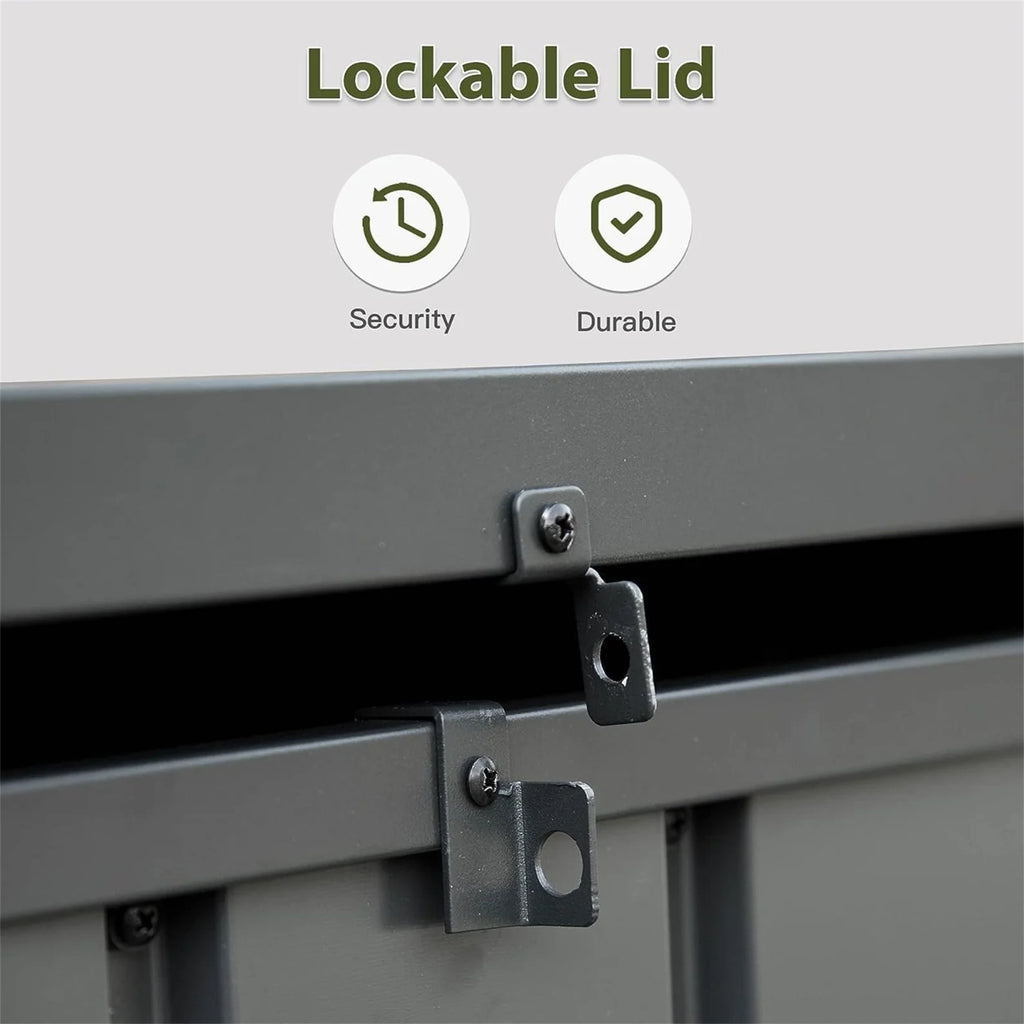 150 Gallon Outdoor Waterproof Storage Deck Box with Portable Side Handles and Moving Roller, Large Patio Storage Lockable for Outside Cushions, Throw Pillows, Garden Tools, Dark Gray
