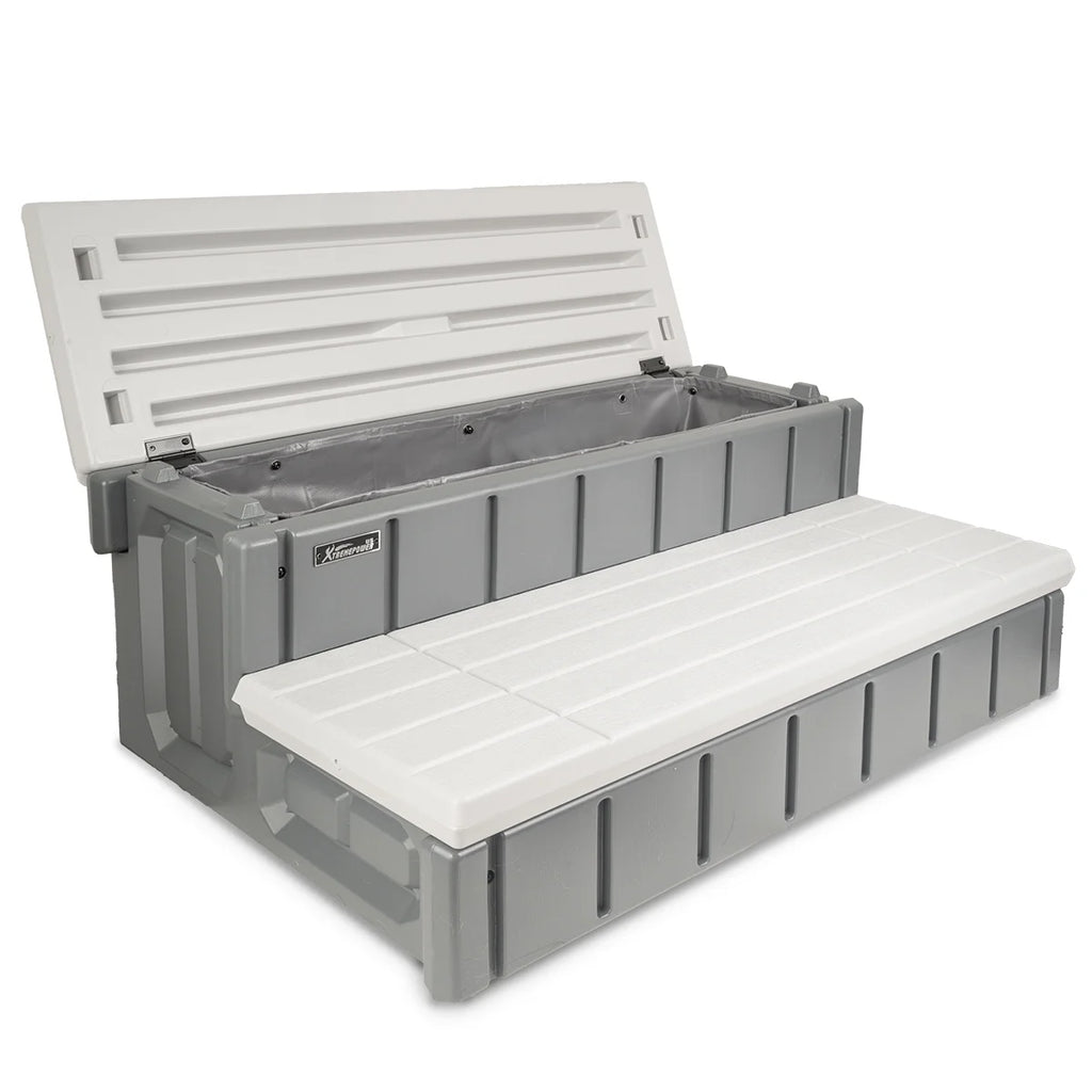 XtremepowerUS Hot Tub Steps With Storage, Spa Step, 36" Length, Camper/Deck Steps, Anti-Slip Brown
