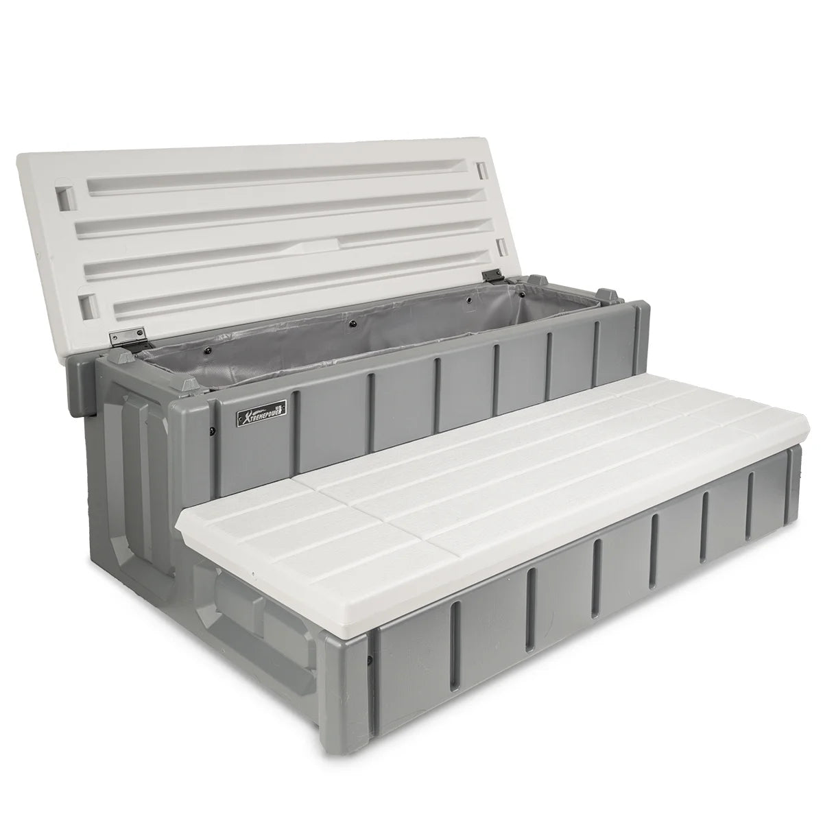 XtremepowerUS Hot Tub Steps With Storage, Spa Step, 36" Length, Camper/Deck Steps, Anti-Slip Brown
