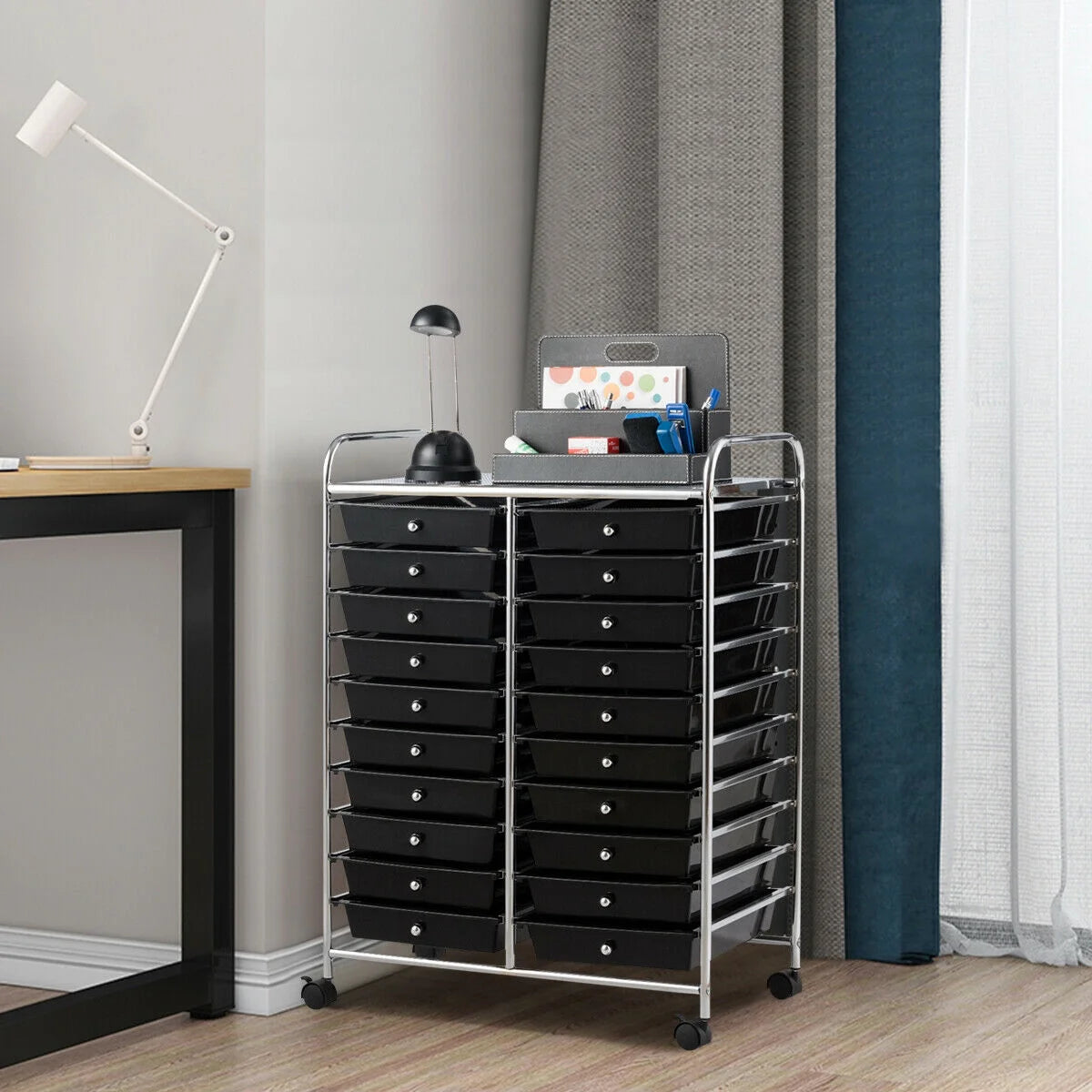 Gymax Office Rolling Cart 20 Storage Drawers Scrapbook Paper Studio Organizer Mutlicolor