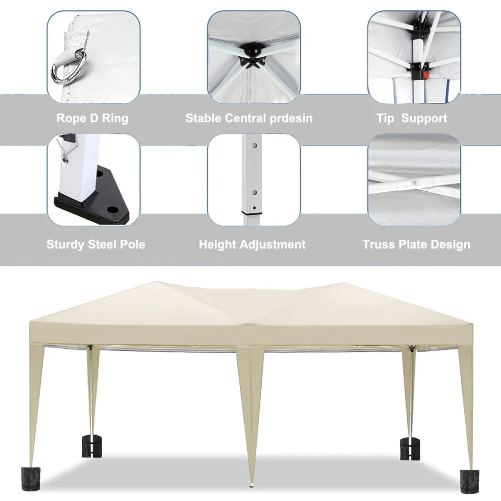10'x20' Pop Up Canopy Tent with 6 Removable Sidewalls & Portable Rolling Bag �?Waterproof UPF 50+ Shade for Parties, Beach, Weddings & Camping