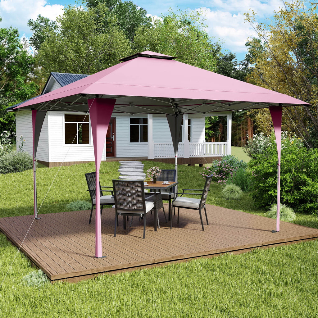 Costway 13 X 13 FT Pop up Gazebo Outdoor Canopy Tent with Portable Carrying Bag 8 Stakes Gray