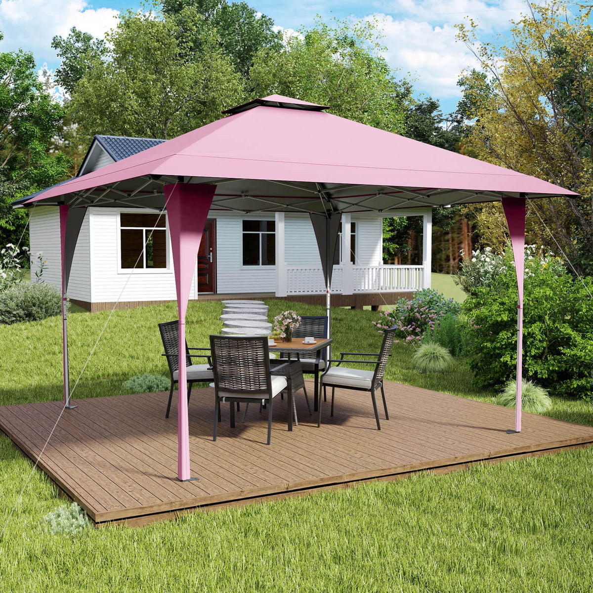 Costway 13 X 13 FT Pop up Gazebo Outdoor Canopy Tent with Portable Carrying Bag 8 Stakes Gray