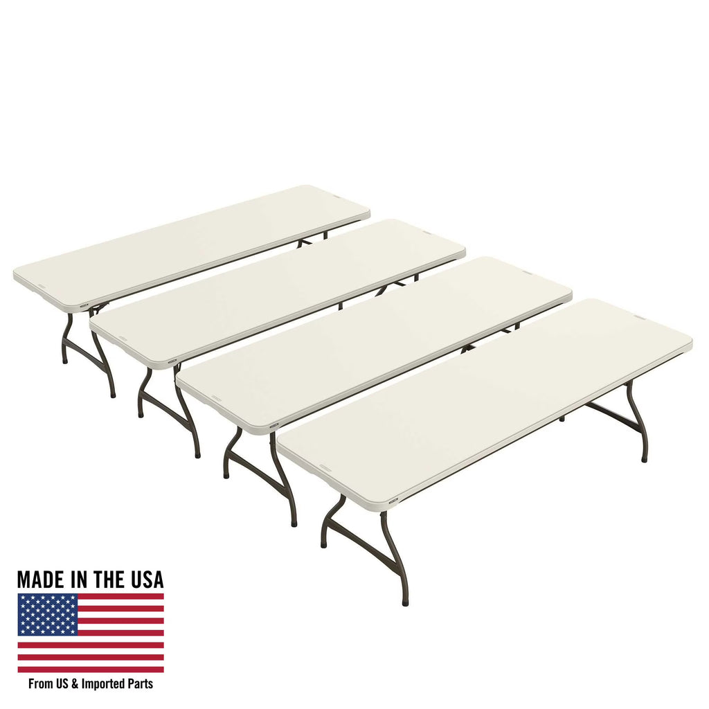 Lifetime 8 Foot Rectangle Nesting Folding Tables, Indoor/Outdoor Commercial Grade, Almond, Set of 4 (80707)