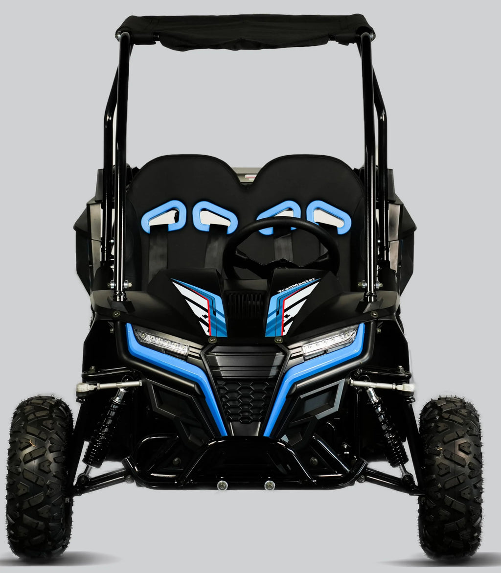 TrailMaster Cheetah 6 Youth Go-Kart - 163cc 5.5HP Engine, 4-Point Safety Belt, Remote Kill, Speed Governor, Suitable for Kids 6-12. with Pre-Assembled Version Now! (Pre-Assembled, Blue)