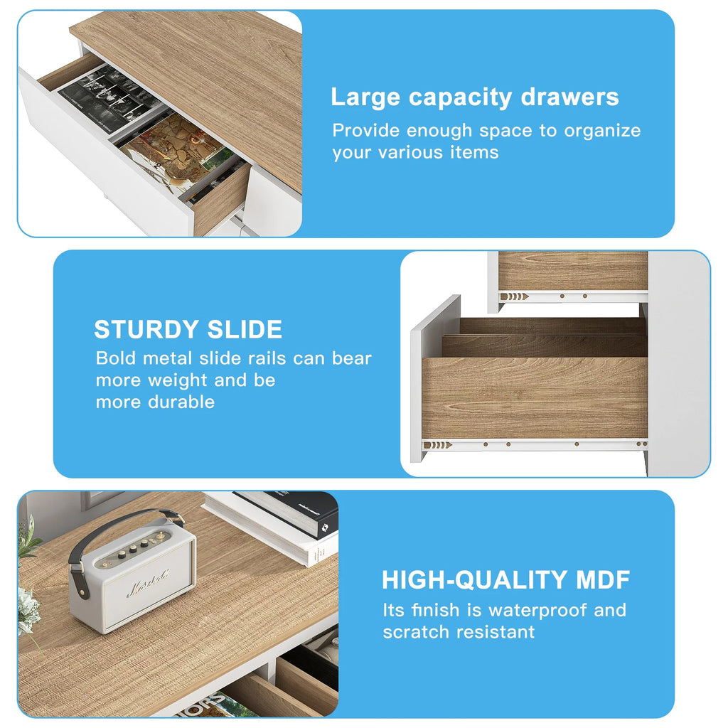Resenkos Modern Mid Century 6 Drawer Wide Dressers Chests for Bedroom, Chest of Drawer Organizer Grey