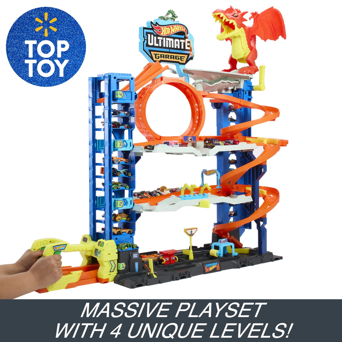 Hot Wheels City Ultimate Garage Playset with 2 Die-Cast Cars, Toy Storage for 50+ Cars