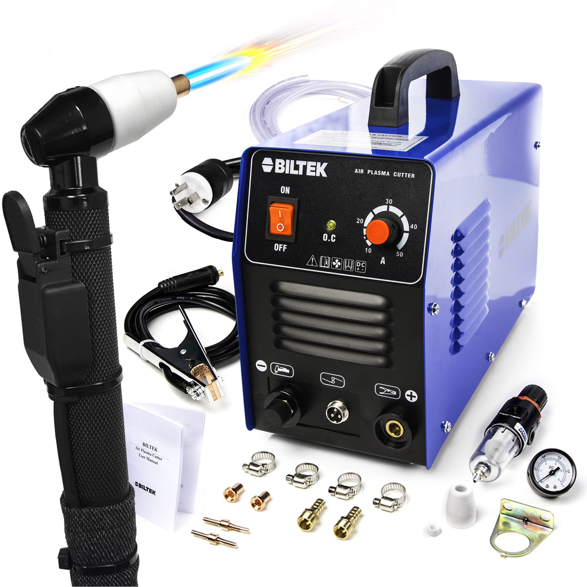 Biltek Plasma Cutter 50A Dual Voltage 110V/220V Cutting Torch Kit, 1/2 Inch, IGBT Technology, Portable Plasma Cutter Machine, Metal Cutter for Steel, Copper, Aluminum, Brass and Other Metals