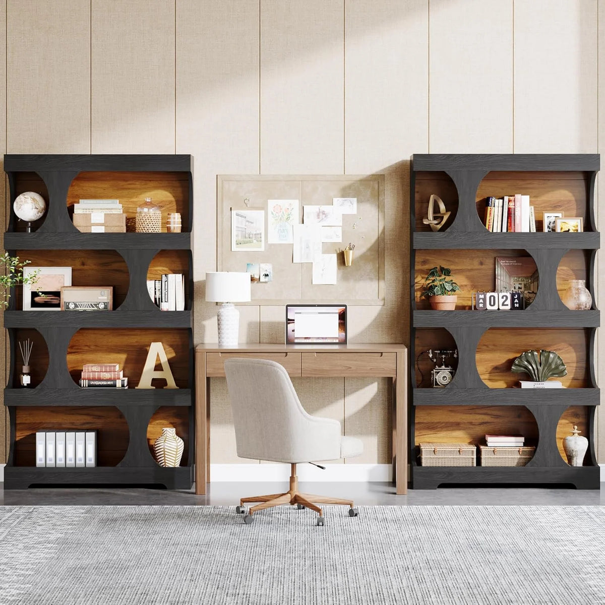 Tribesigns 71" Tall Bookcase, 4-Tier S-Shaped Bookshelf, Wood Decorative Storage Shelving, Modern Freestanding Display Shelves