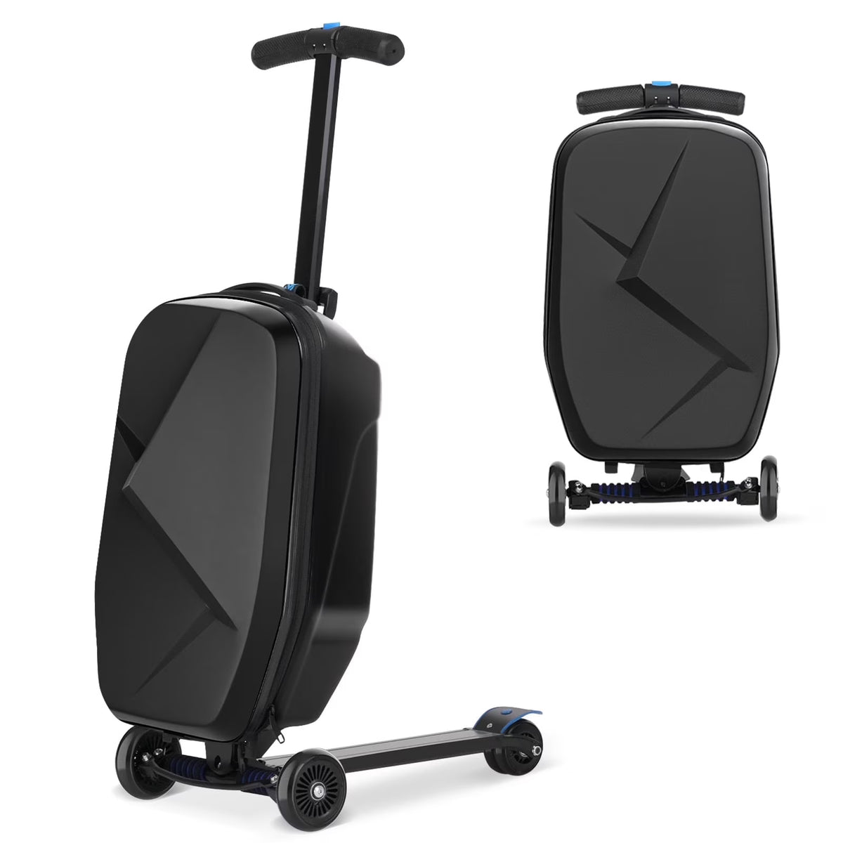 Advwin Scooter Luggage for Kids & Adults, Hardside Ride on Suitcase for Kids Ages 4-15 Multifunctional Lightweight Foldable Carry on Luggage with Wheels Ride on for Children Teenagers, Pink