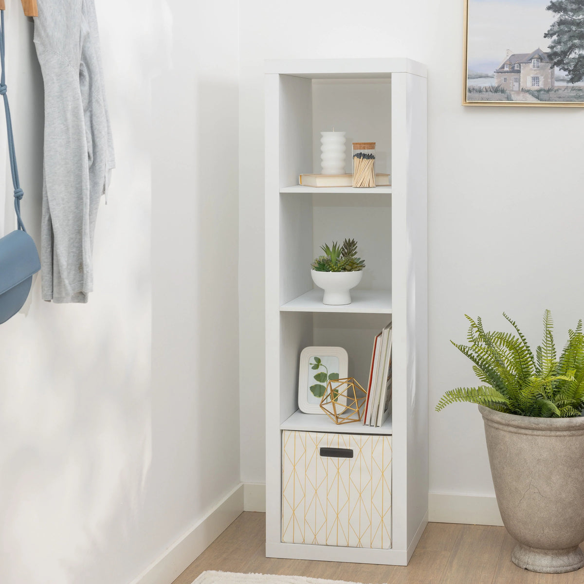 Better Homes & Gardens 4-Cube Vertical Storage Organizer, White Texture