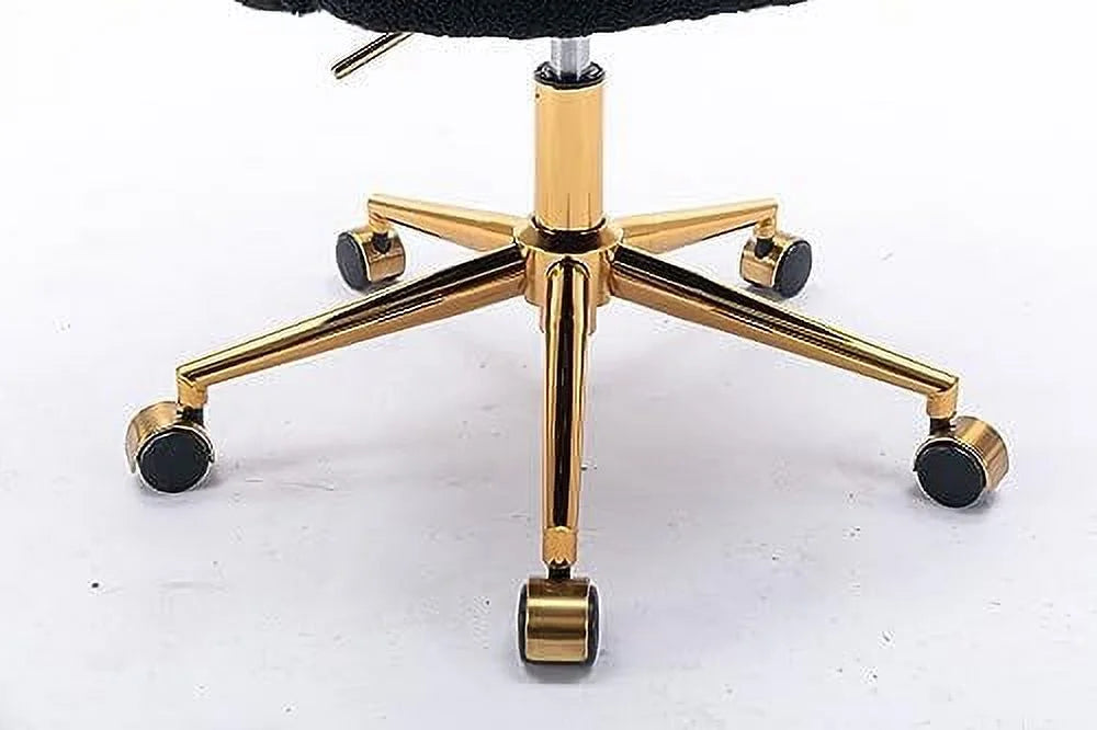 Modern Faux Fur Home Office Chair Height Adjustable, White Desk Chair Vanity Chair for Makeup Room, Rolling Desk Chairs with Wheels, Swivel Furry Cute Desk Chair for Teen Girls Women