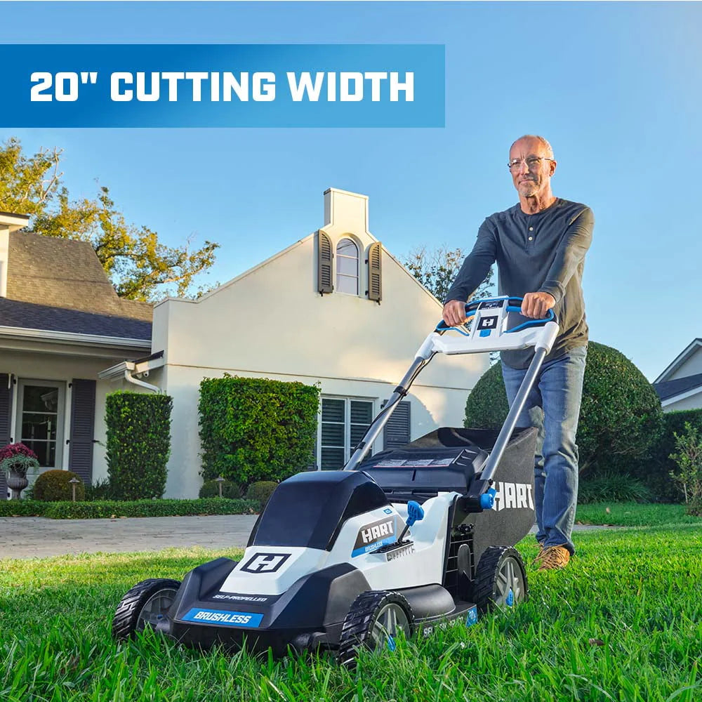 HART 40-Volt 20-inch Self-Propelled Battery-Powered Brushless Mower Kit, (1) 6.0Ah Lithium-Ion Battery