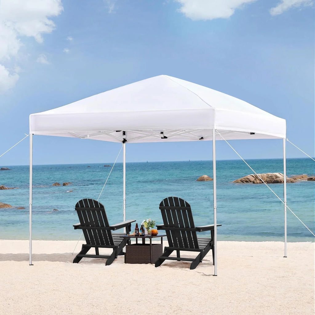 GVDV Canopy Tent, 10x10 ft Easy Pop up Outdoor Canopy Tent, Portable Straight Leg Gazebo Instant Canopy, Blue