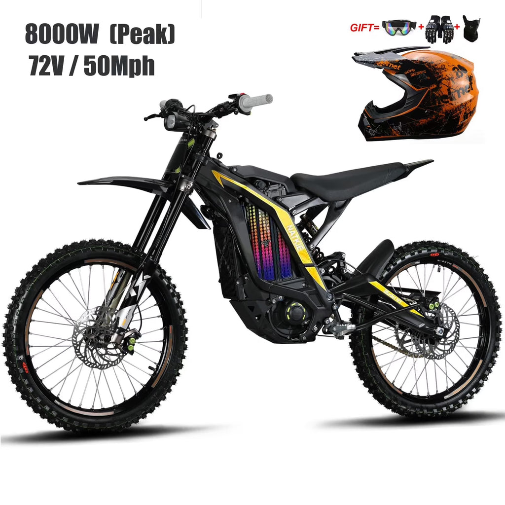 Electric Motorcycle Bike for Adults, Electric Dirt Bike 8000W(Peak) Mid-Mounted Motor 72V/30AH Removable Battery, Max Speed 50MPH/76Miles Off Road Electric Mountain Bike, Dual LED Headlight