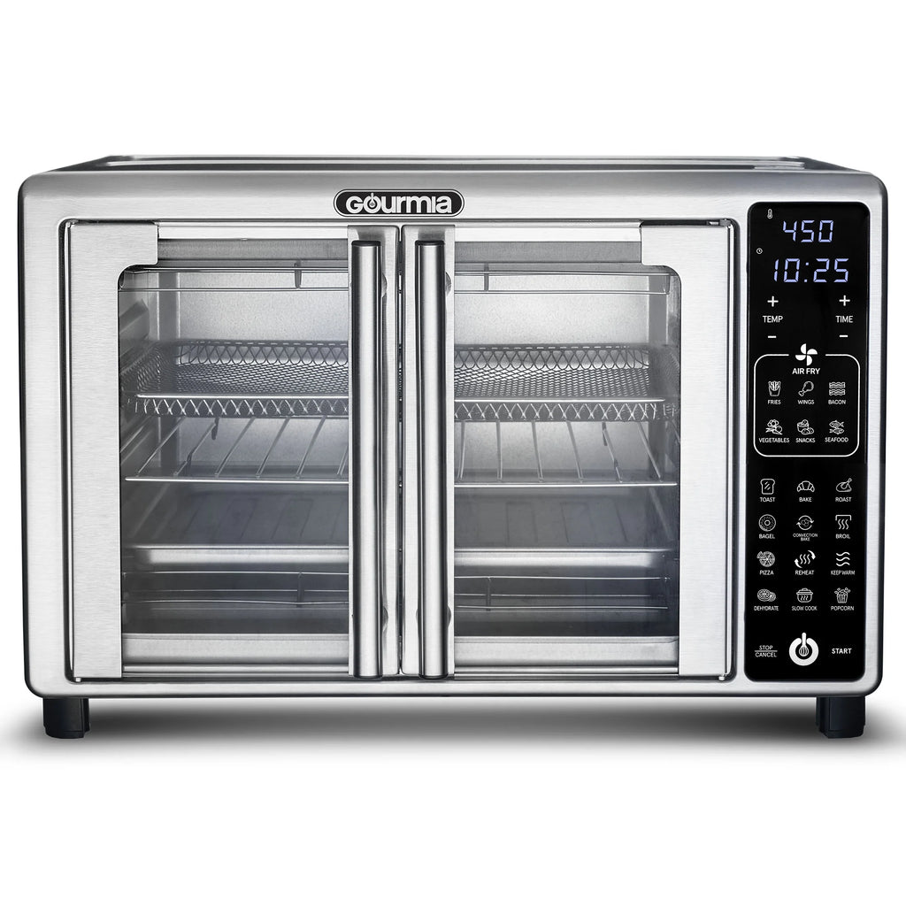 Gourmia French Door 6-Slice Digital Toaster Oven Air Fryer, 19 One-Touch Presets, 24L, Stainless Steel