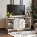 GIANNA TV Stand for Televisions up to 65 Inch, Entertainment Center with Sliding Barn Doors, Storage Cabinets and Media Shelves, Living Room Console Table, White