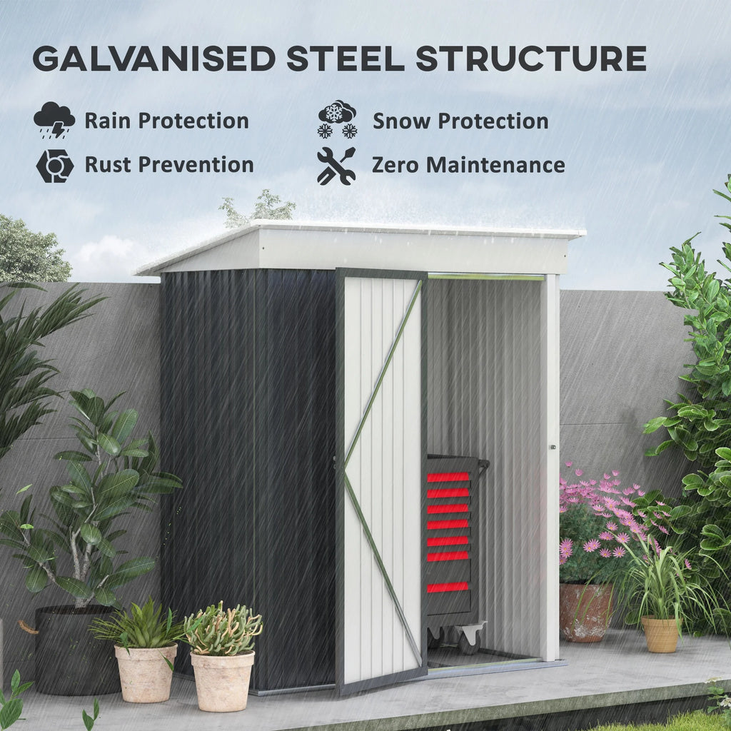 Outsunny 4.6' x 9' Metal Outdoor Storage Shed, Garden Utility Tool House with Double Lockable Doors for Backyard, Patio, Lawn, Garage, White