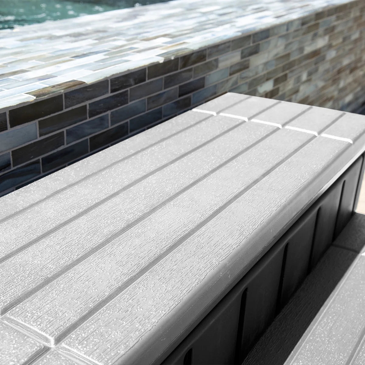 XtremepowerUS Hot Tub Steps With Storage, Spa Step, 36" Length, Camper/Deck Steps, Anti-Slip Brown