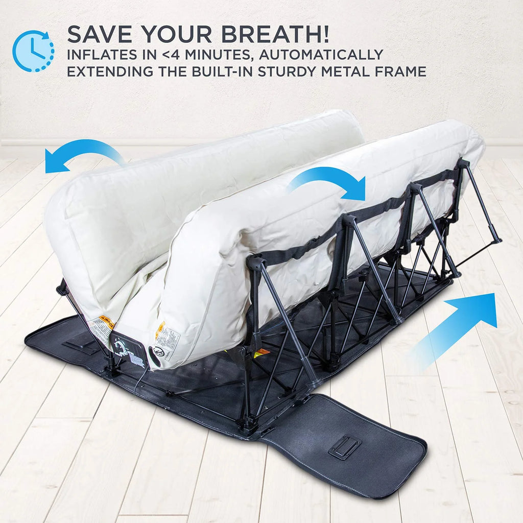 Ivation EZ-Bed (Twin) Air Mattress with Frame & Rolling Case, Self Inflatable, Blow Up Bed Auto Shut-Off, Comfortable Surface AirBed, Best for Guest, Travel, Vacation, Camping