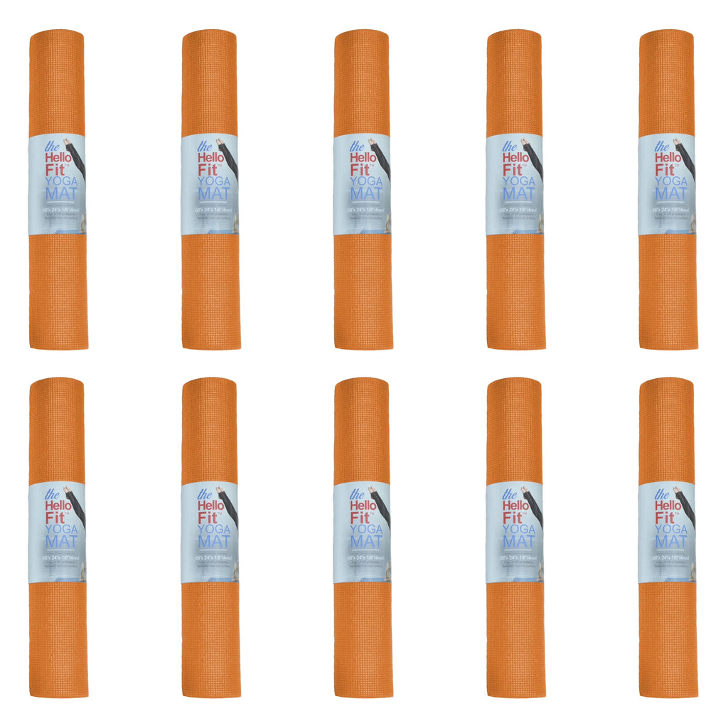 Hello Fit Bulk Yoga Mats, 10-Pack – 68" x 24", 4mm Thick, Non-Slip & Non-Toxic – Ideal for Schools, Studios & Gyms, Assorted