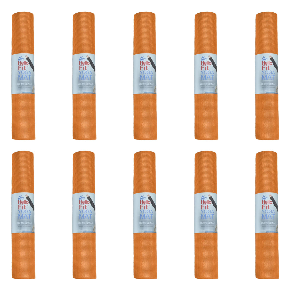 Hello Fit Bulk Yoga Mats, 10-Pack – 68" x 24", 4mm Thick, Non-Slip & Non-Toxic – Ideal for Schools, Studios & Gyms, Assorted