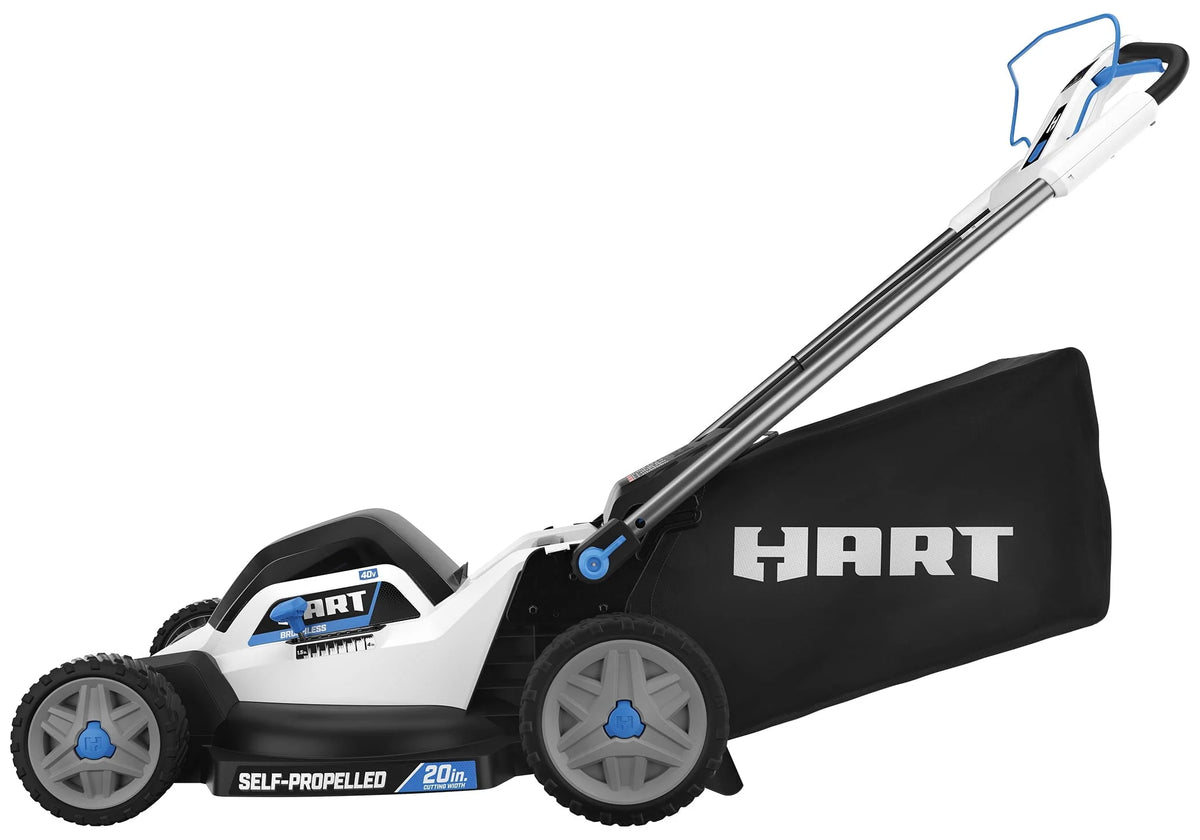 HART 40-Volt 20-inch Self-Propelled Battery-Powered Brushless Mower Kit, (1) 6.0Ah Lithium-Ion Battery