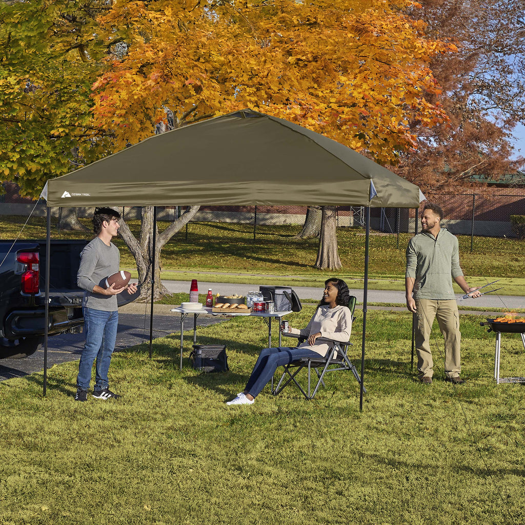 Ozark Trail 10x10 Instant Pop Up Canopy Tent with Simple Push Setup – Straight Leg Pop-Up Tent for Tailgating, Camping & Events, White