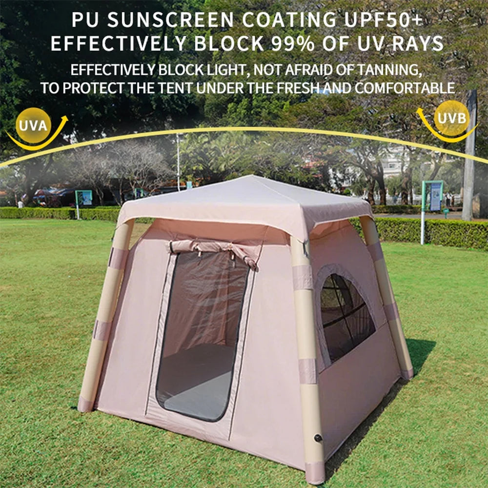 Inflatable Tents for Camping, 3-4 Person Glamping Inflatable Tents for Camping with Rainfly&Mosquito Screen
